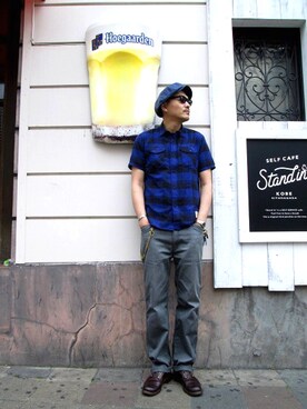 「schott（ショット）のアイテム（キーホルダー）」を使った、matsuuraさん（メンズ・189cm）の春コーディネート