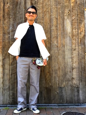 「schott（ショット）のアイテム（キーホルダー）」を使った、matsuuraさん（メンズ・189cm）の夏コーディネート