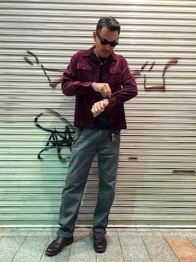 「schott（ショット）のアイテム（キーホルダー）」を使った、matsuuraさん（メンズ・189cm）の秋コーディネート