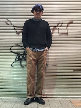「Schott（ショット）のSchott/ショット/CHAMBRAY WORK SHIRTS/シャンブレー ワーク シャツ（シャツ/ブラウス）」を使った、matsuuraさん（メンズ・189cm）の秋コーディネート