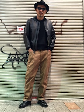 「schott（ショット）のアイテム（MA-1）」を使った、matsuuraさん（メンズ・189cm）の秋コーディネート