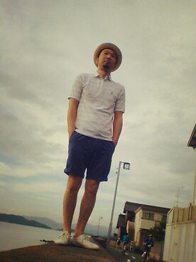 「Fuji（フジ）のアイテム（帽子）」を使った、Go店長さん（メンズ・179cm）の春コーディネート