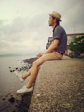 「Fuji（フジ）のアイテム（帽子）」を使った、Go店長さん（メンズ・179cm）の夏コーディネート