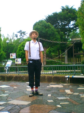 「Fuji（フジ）のアイテム（帽子）」を使った、Go店長さん（メンズ・179cm）の夏コーディネート