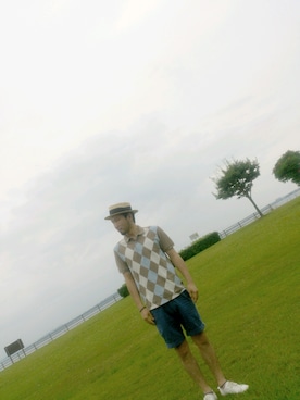 「Fuji（フジ）のアイテム（帽子）」を使った、Go店長さん（メンズ・179cm）の夏コーディネート