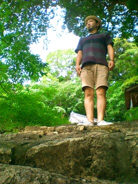 「Fuji（フジ）のアイテム（帽子）」を使った、Go店長さん（メンズ・179cm）の夏コーディネート