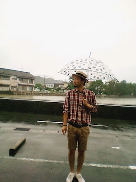 「Fuji（フジ）のアイテム（帽子）」を使った、Go店長さん（メンズ・179cm）の夏コーディネート