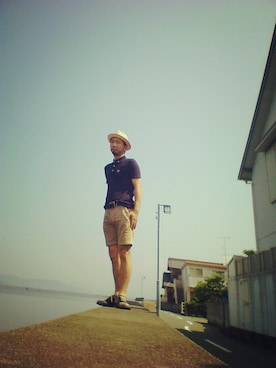 「Fuji（フジ）のアイテム（帽子）」を使った、Go店長さん（メンズ・179cm）の夏コーディネート