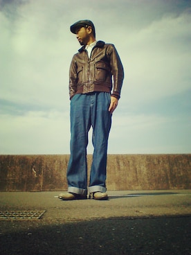 「ハンチング」｜「アイテム（音楽/本・雑誌）」を使った、Go店長さん（メンズ・179cm）の秋コーディネート