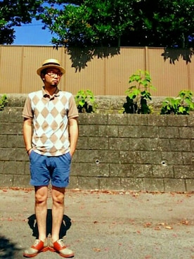 「Fuji（フジ）のアイテム（帽子）」を使った、Go店長さん（メンズ・179cm）の夏コーディネート