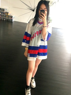 「blue」｜「アイテム（ジャージ）」を使った、Claireさん（レディース・161cm）の春コーディネート