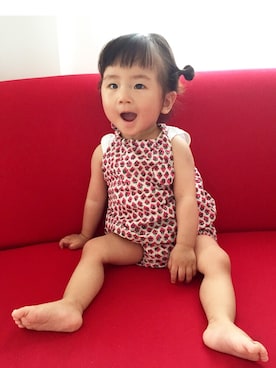 「アイテム（キャミソール、レッド系）」を使った、tinyjohnさん（キッズ・80cm）の夏コーディネート