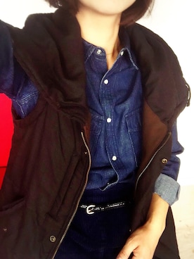 「アイテム（ダウンベスト、ブラウン系）」を使った、tinyjohnさん（レディース・157cm）の秋コーディネート