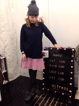 「Marc by Marc Jacobs（マークバイマークジェイコブス）のアイテム（アナログ腕時計）」を使った、mayuさん（レディース・153cm）の冬コーディネート