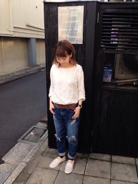 「Marc by Marc Jacobs（マークバイマークジェイコブス）のアイテム（アナログ腕時計）」を使った、mayuさん（レディース・153cm）の春コーディネート