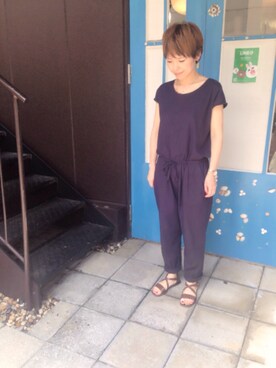 「アイテム（オールインワン・サロペット）」を使った、mayuさん（レディース・153cm）の夏コーディネート