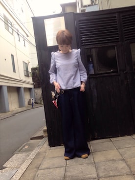 「ペタンコ靴」｜「アイテム（モカシン/デッキシューズ）」を使った、mayuさん（レディース・153cm）の秋コーディネート