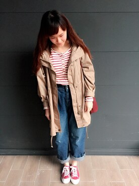 「MUJI」｜「アイテム（トレンチコート）」を使った、YUNさん（レディース・161cm）の春コーディネート