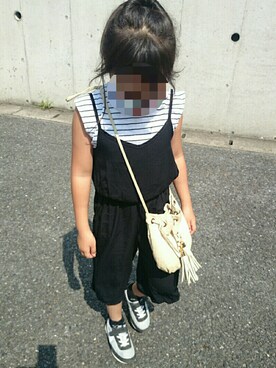 「GLOBAL WORK（グローバルワーク）のアイテム（オールインワン・サロペット）」を使った、みあらさん（キッズ・120cm）の夏コーディネート