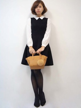 「襟付きワンピース」｜おくむさん（レディース・165cm）の秋コーディネート