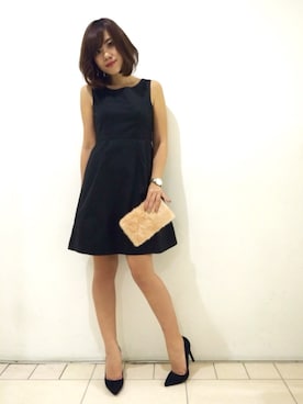 「アイテム（クラッチバッグ）」を使った、おくむさん（レディース・165cm）の冬コーディネート