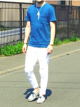 「アイテム（モカシン/デッキシューズ）」を使った、daisukeさん（メンズ・175cm・30代）の春コーディネート