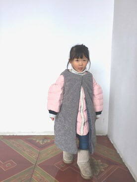 「Handmade（ハンドメイド）のアイテム（その他アウター）」を使った、rowercocoさん（キッズ・100cm）の冬コーディネート