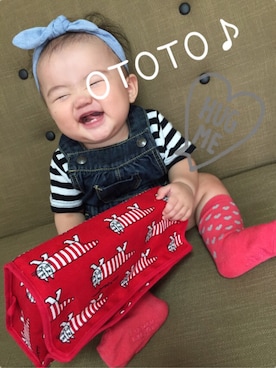 「アイテム（インテリア、レッド系）」を使った、おと♪さん（キッズ・70cm）の秋コーディネート