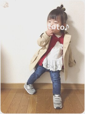 「abcd（ナシ）のアイテム（ジャケット/アウター）」を使った、おと♪さん（キッズ・80cm）の冬コーディネート