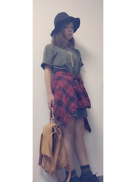 「RETRO GIRL（レトロガール）のアイテム（シャツワンピース）」を使った、reaさん（レディース・154cm）の秋コーディネート