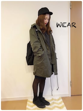「NICE CLAUP（ナイスクラップ）のアイテム（モッズコート）」を使った、・mau・さん（レディース・161cm）の秋コーディネート
