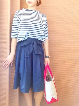 「キュロット」｜「アイテム（アナログ腕時計）」を使った、さーチャンさん（レディース・160cm）の夏コーディネート