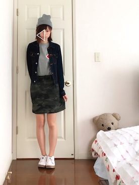 「OZOC（オゾック）のアイテム（デニムジャケット）」を使った、miyu✳︎さん（レディース・168cm）の春コーディネート