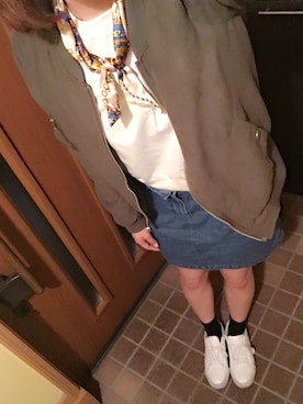 「SpRay（スプレイ）のアイテム（ミリタリージャケット）」を使った、miyu✳︎さん（レディース・168cm）の夏コーディネート