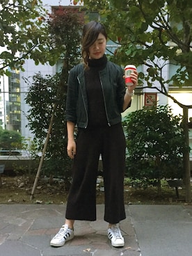 「RETRO GIRL（レトロガール）のアイテム（ナイロンジャケット）」を使った、Shiho.saitoさん（レディース・168cm）の秋コーディネート