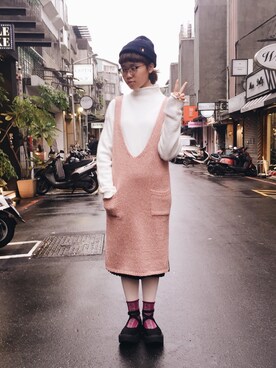 「WEAR」｜「アイテム（チュニック）」を使った、Chelseaさん（レディース・156cm）の冬コーディネート