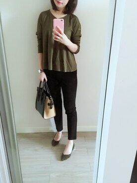 「ICB（アイシービー）のアイテム（スラックス）」を使った、愿此刻长留さん（レディース・169cm）の秋コーディネート