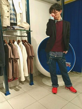「アイテム（オールインワン・サロペット）」を使った、竹口 紘司さん（メンズ・172cm）の春コーディネート