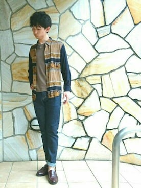 「PPFM（ピーピーエフエム）のアイテム（アクセサリー）」を使った、竹口 紘司さん（メンズ・172cm）の春コーディネート