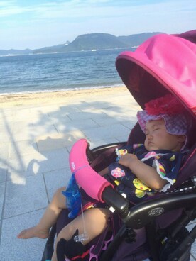 「海」｜「アイテム（浴衣）」を使った、miu.tkさん（キッズ・70cm）の夏コーディネート