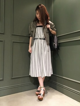 「キュロット」｜「アイテム（ブルゾン）」を使った、望月さん（レディース・158cm）の春コーディネート