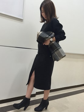 「大判ストール」｜望月さん（レディース・158cm）の冬コーディネート