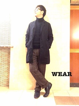 「アイテム（ステンカラーコート）」を使った、s.namitaさん（メンズ・172cm・30代）の冬コーディネート