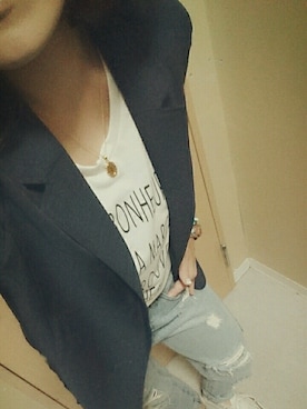 「ハイウエストデニム」｜yuka♡さん（レディース・156cm）の春コーディネート