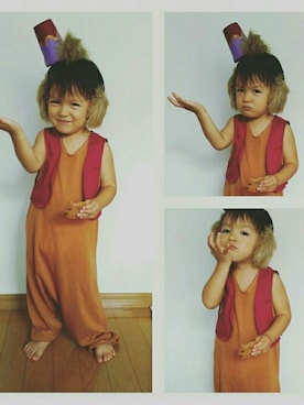 「アイテム（ベスト、レッド系）」を使った、TA1*.さん（キッズ・80cm）の秋コーディネート