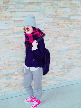 「RCWB（アールシーダブリュービー）のアイテム（パンツ）」を使った、はるかさん（レディース・163cm）の冬コーディネート