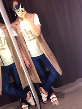 「袖まくりフェス告知」｜yukaさん（レディース・160cm）の春コーディネート