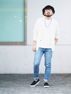 「HVC」｜「アイテム（スニーカー）」を使った、阿部係長さん（メンズ・172cm）の春コーディネート