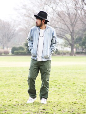 「HVC（エイチブイシー）のアイテム（ジャケット/アウター）」を使った、阿部係長さん（メンズ・172cm）の春コーディネート