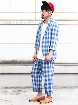 「アイテム（テーラードジャケット）」を使った、阿部係長さん（メンズ・172cm・20代）の春コーディネート